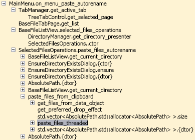 A call tree for Paste copy command in SurF