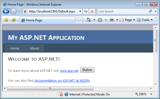 An ASP.NET web application created in VS 2010