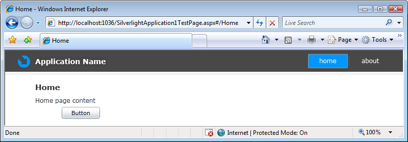 An Silverlight application in Internet Explorer