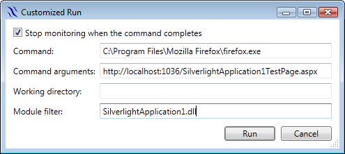 Firefox Customized Run settings