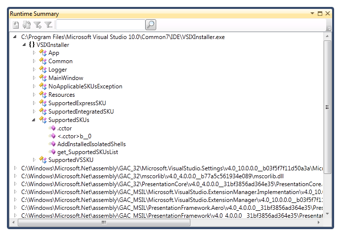 Classes and functions called in the VSIX installer