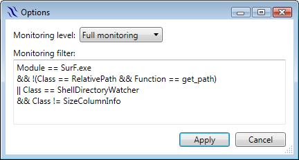 Monitoring filter option