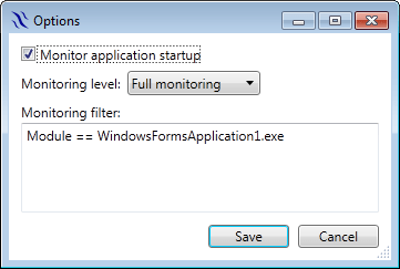 Monitor application startup option