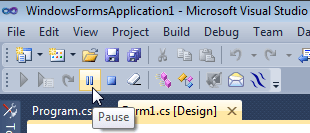 The Pause button on the Runtime Flow toolbar