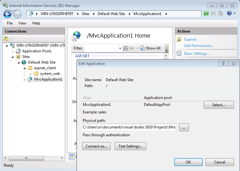 Application pool in IIS manager